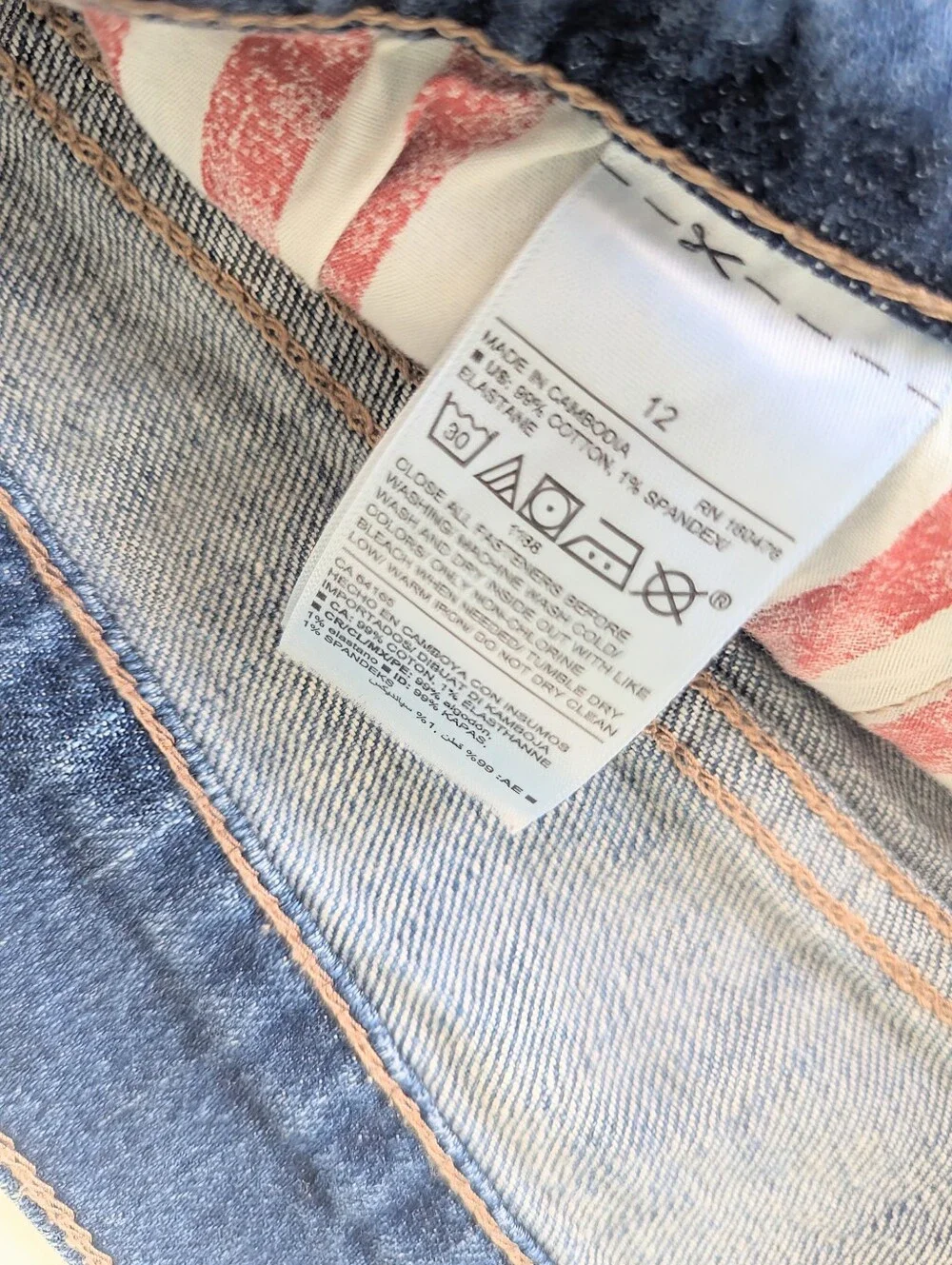 Americana Jean Shorts Distressed Flag Coastal Summer Frayed Beachy BBQ Casual